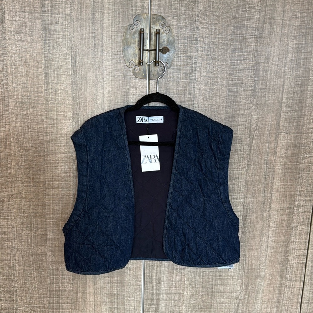 Zara Quilted Denim Vest‎